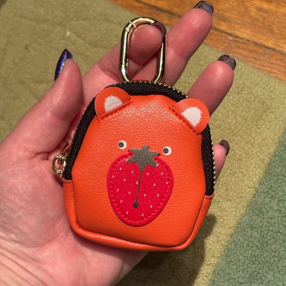 NIB Orange Strawberry Bear Purse Keychain - Picture 3 of 5